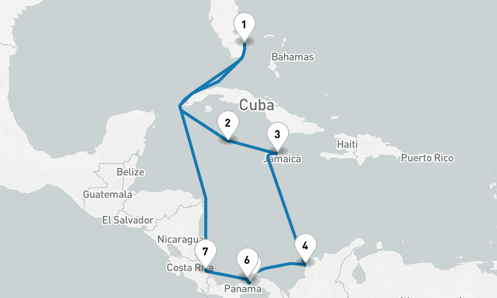 12 days, round-trip Caribbean with Costa Rica Panama Canal 13日間