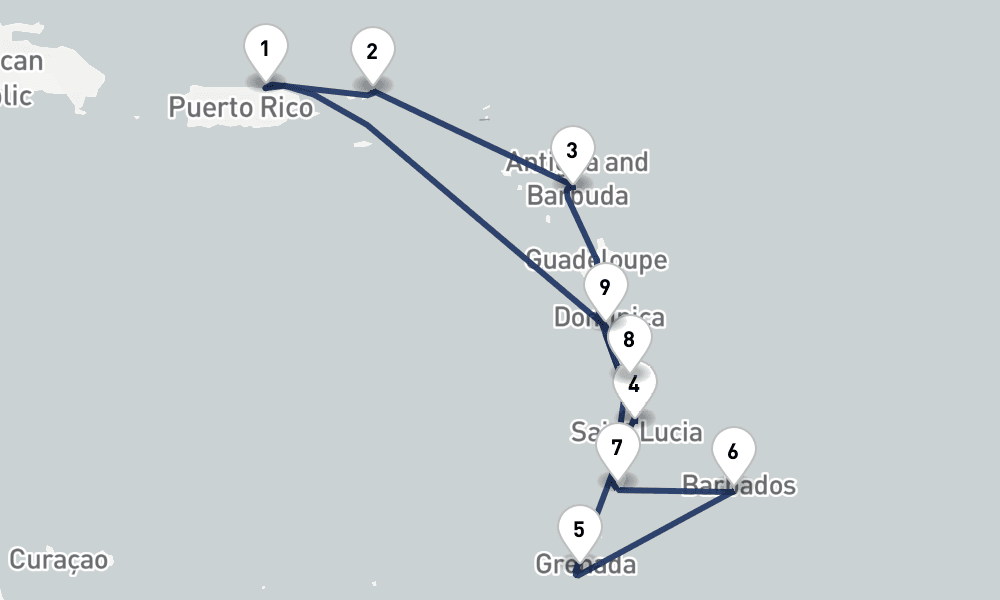 11 days, round-trip Southern Caribbean Intensive 12日間