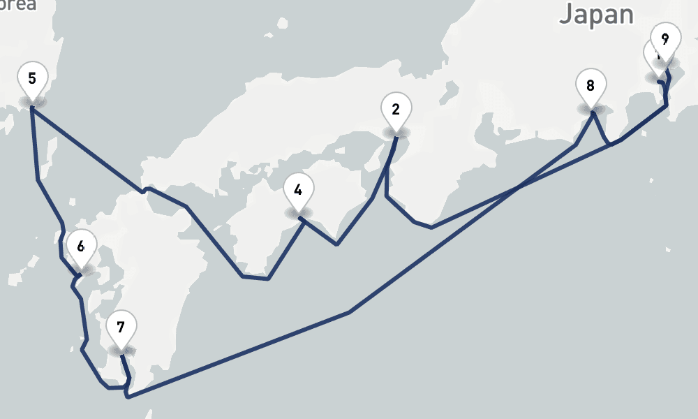 12 days, one-way from Yokohama to Tokyo 13日間