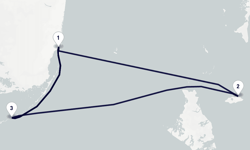 7 days, round-trip Caribbean Bahamas 8日間
