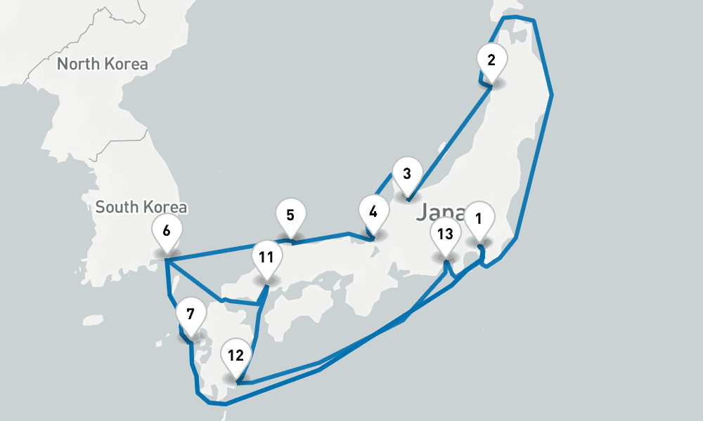 18 days, round-trip Grand Circle Japan 19日間