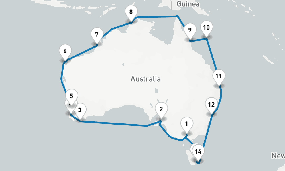 29 days, round-trip Round Australia 30日間