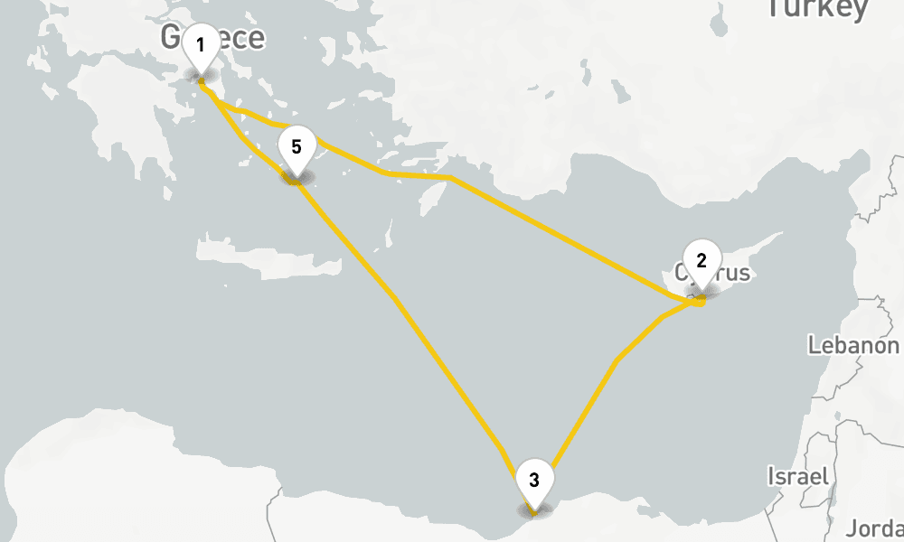 7 days, round-trip Greece, Egypt Cyprus Cruise 8日間