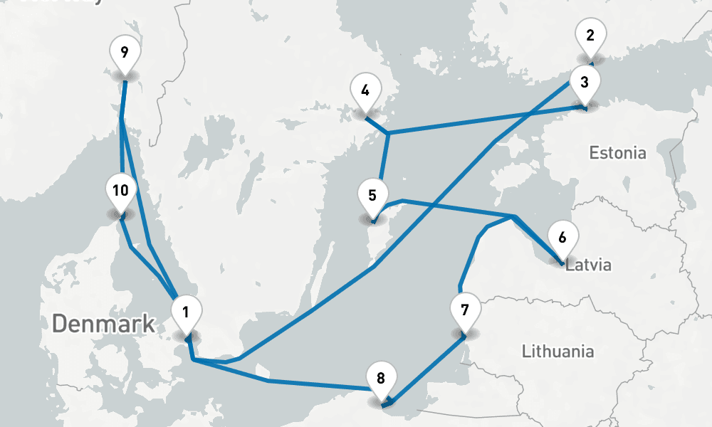 12 days, round-trip Norway, Denmark Sweden 13日間