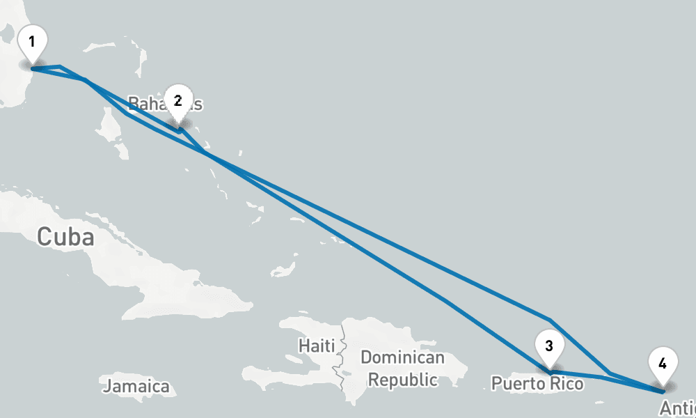 7 days, round-trip Eastern Caribbean with Puerto Rico Holiday 8日間