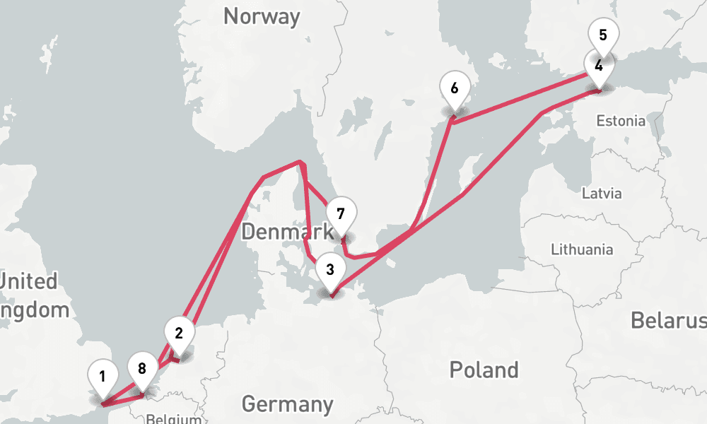 12 days, round-trip Scandinavia Baltic 13日間