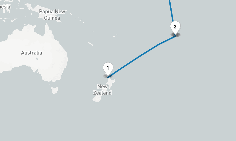 26 days, one-way from Auckland to Vancouver 27日間