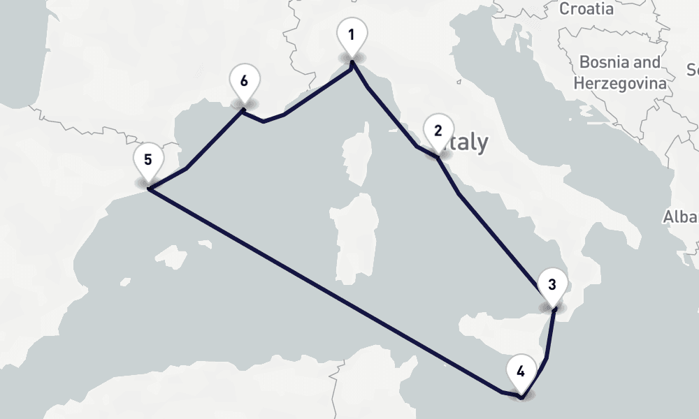 7 days, round-trip Mediterranean 8日間