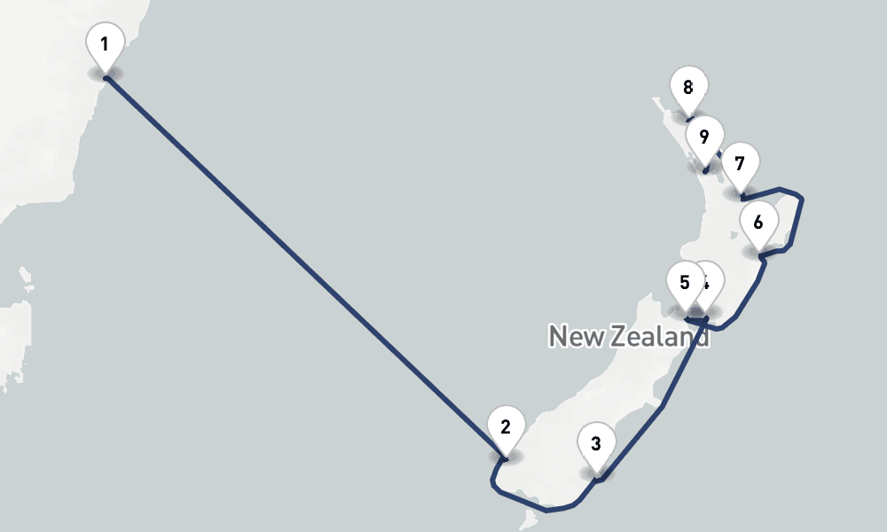 11 days, one-way from Sydney to Auckland 12日間