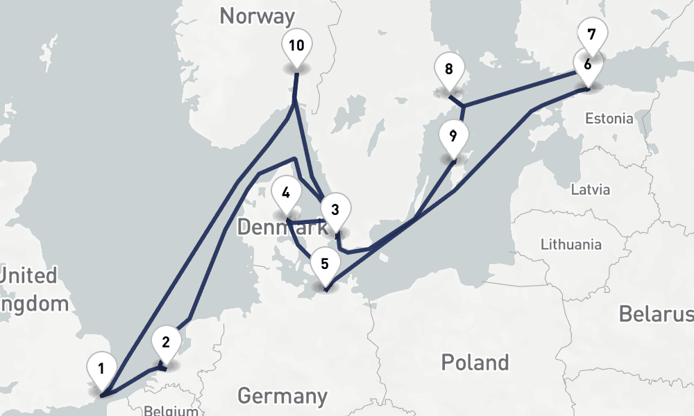 14 days, round-trip Baltic Scandinavian Capitals 15日間