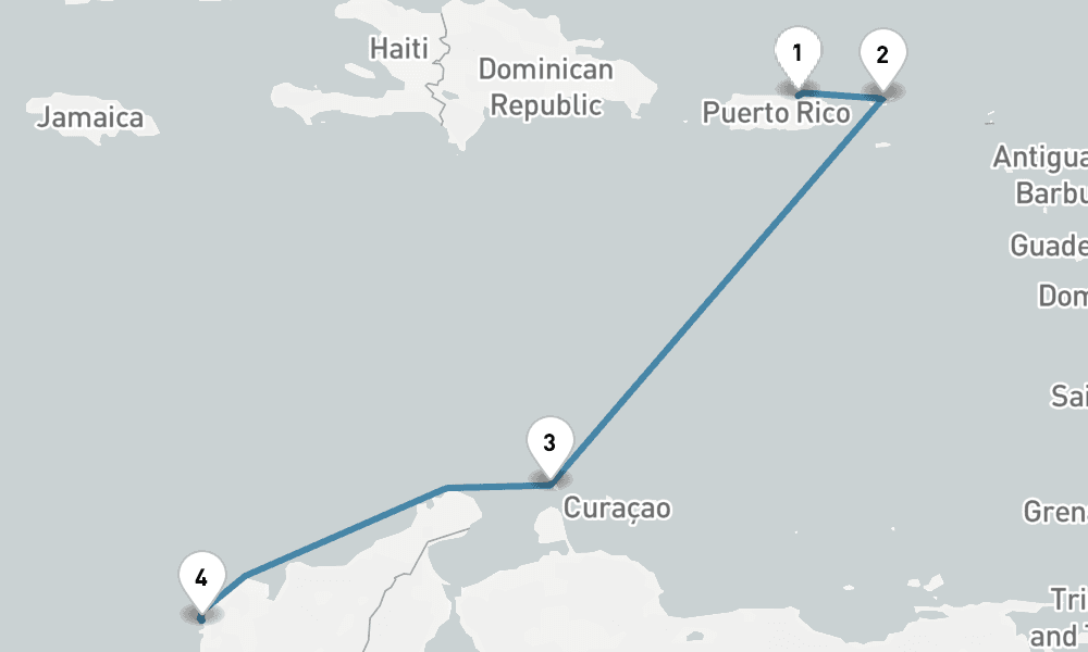 5 days, one-way from San Juan to Cartagena Colombia 6日間