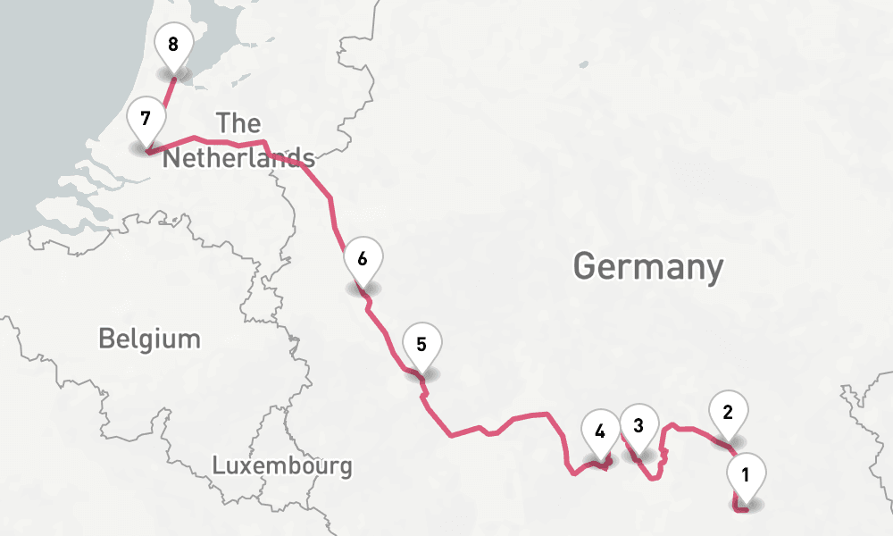 7 days, one-way from Nuremberg to Amsterdam 8日間
