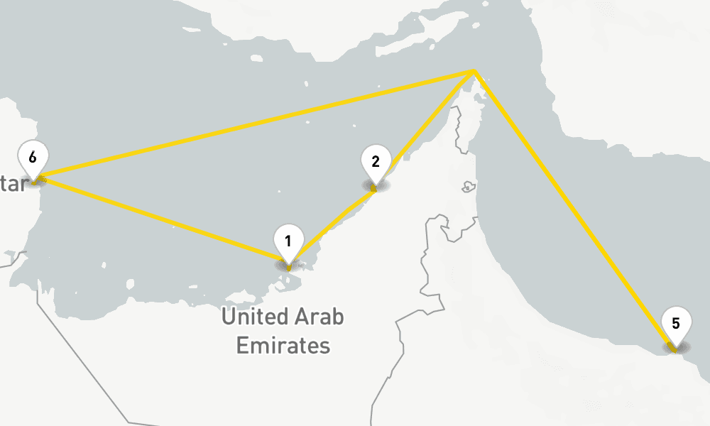 7 days, round-trip Dubai Middle East from Abu Dhabi 8日間