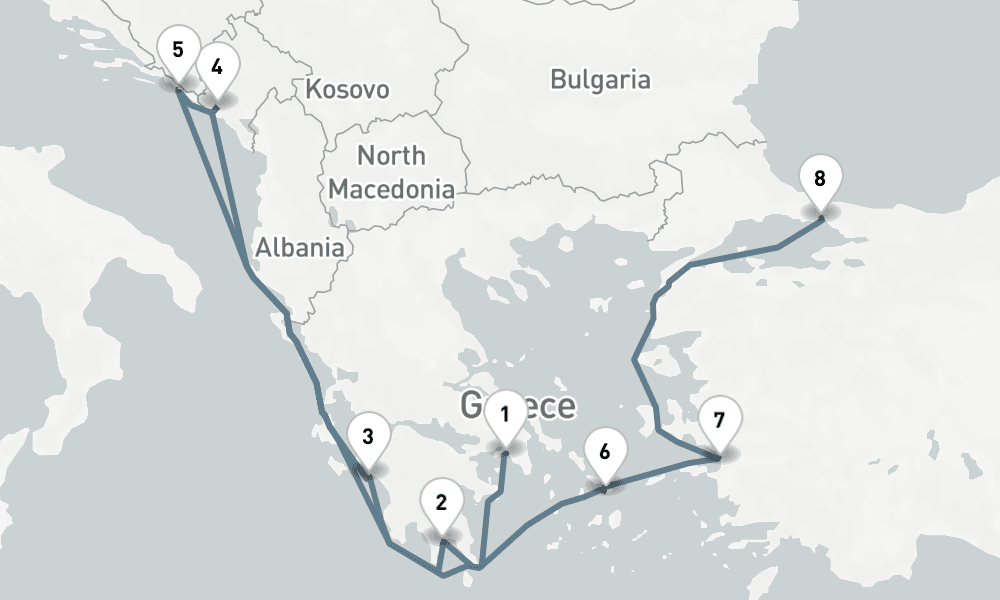 10 nights / 11 days, one-way from Piraeus (Athens, Greece) to Istanbul