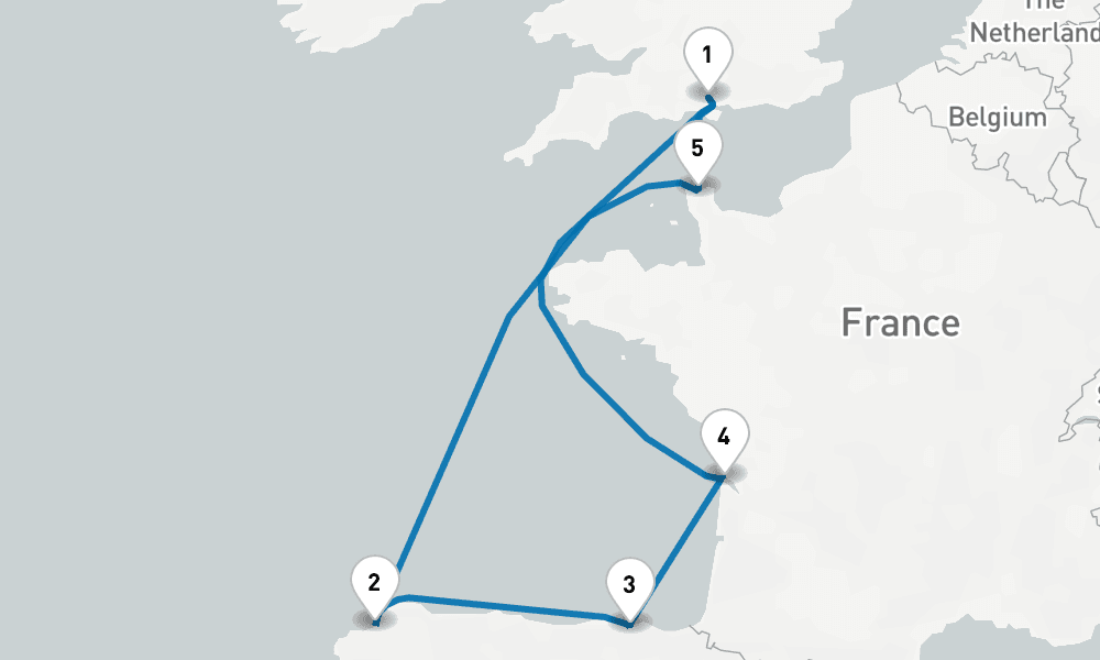 7 days, round-trip Spain France 8日間