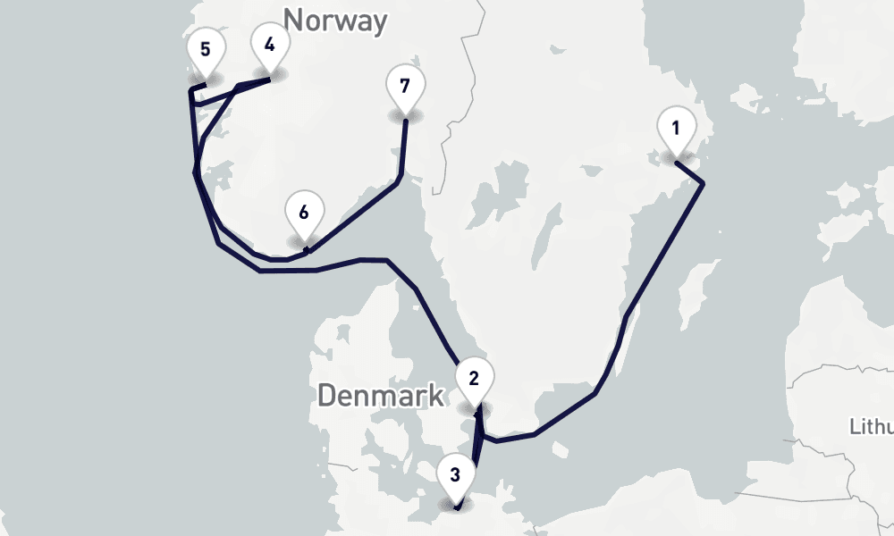 8 days, one-way from Stockholm to Oslo 9日間