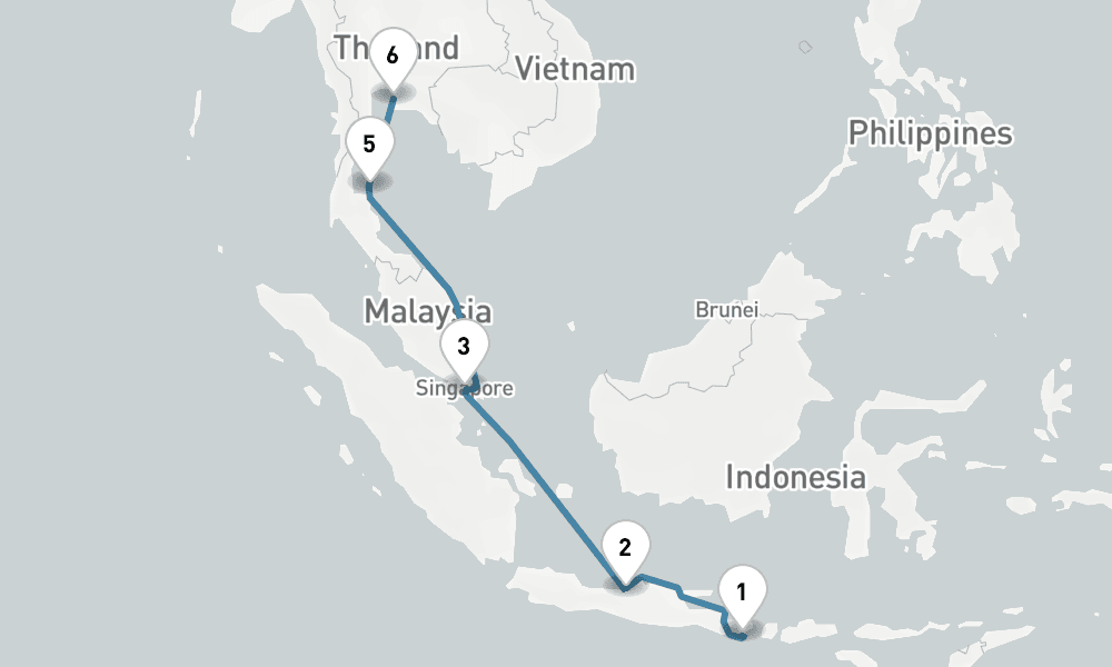 9 days, one-way from Benoa to Laem Chabang 10日間