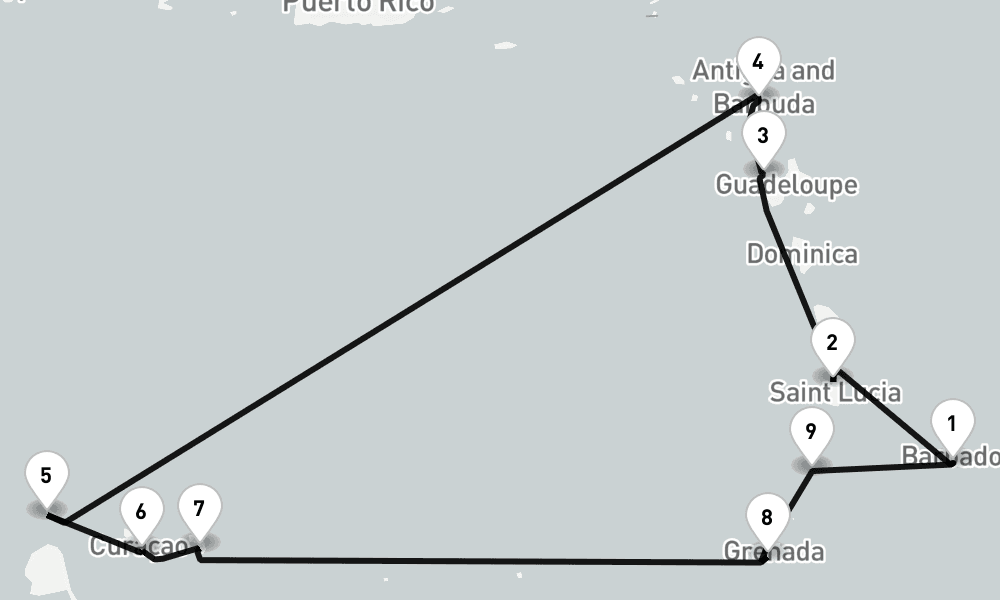 11 days, round-trip Bridgetown To Bridgetown 12日間