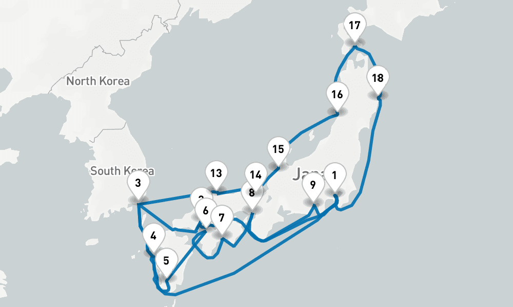 22 days, round-trip Grand Circle Japan Spring Flowers 23日間