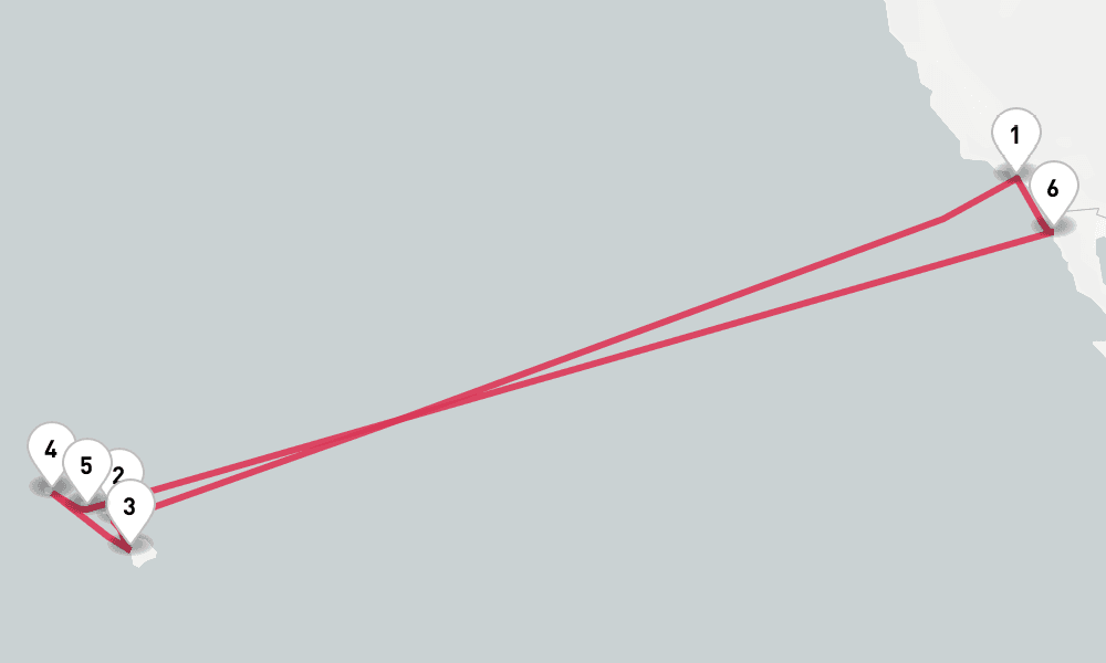 14 days, round-trip Hawaii 15日間