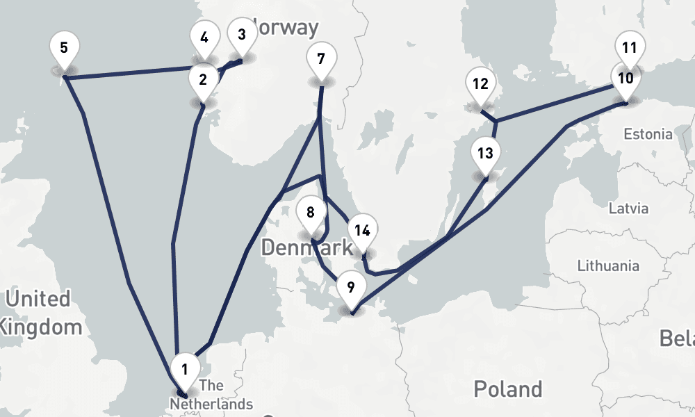 21 days, round-trip Scandinavian Fjords Capitals 22日間