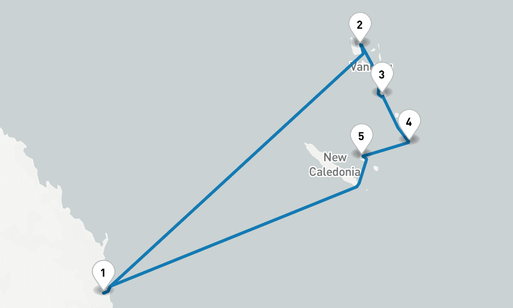 10 days, round-trip Vanuatu New Caledonia 11日間