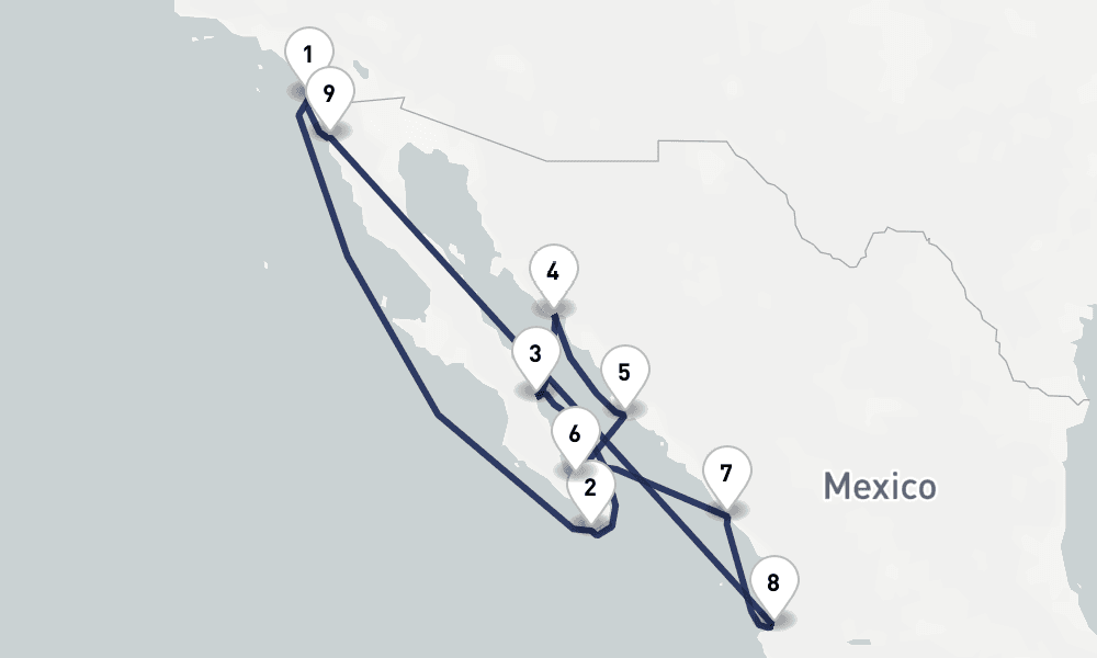 12 days, round-trip Historical Baja Peninsula 13日間