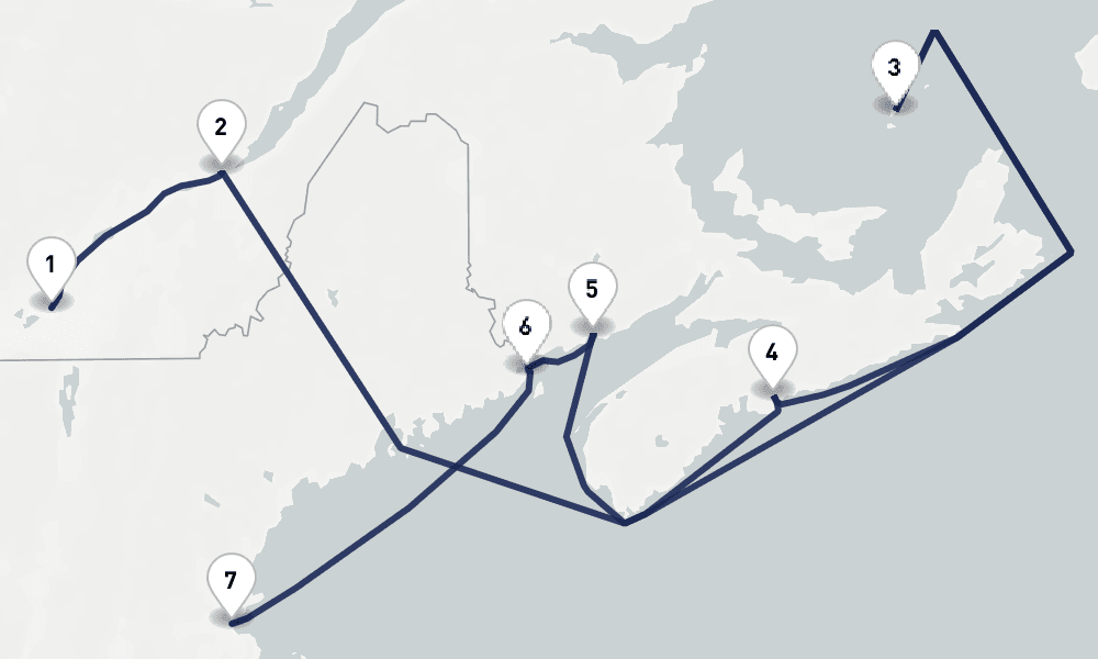 7 days, one-way from Montreal to Boston 8日間