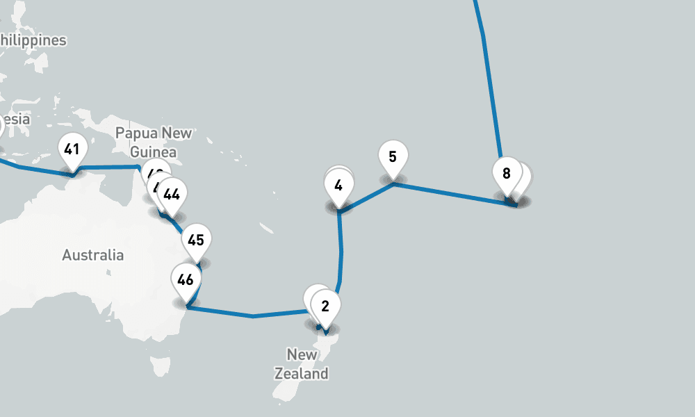 93 days, round-trip Circle Pacific - Roundtrip Auckland 94日間