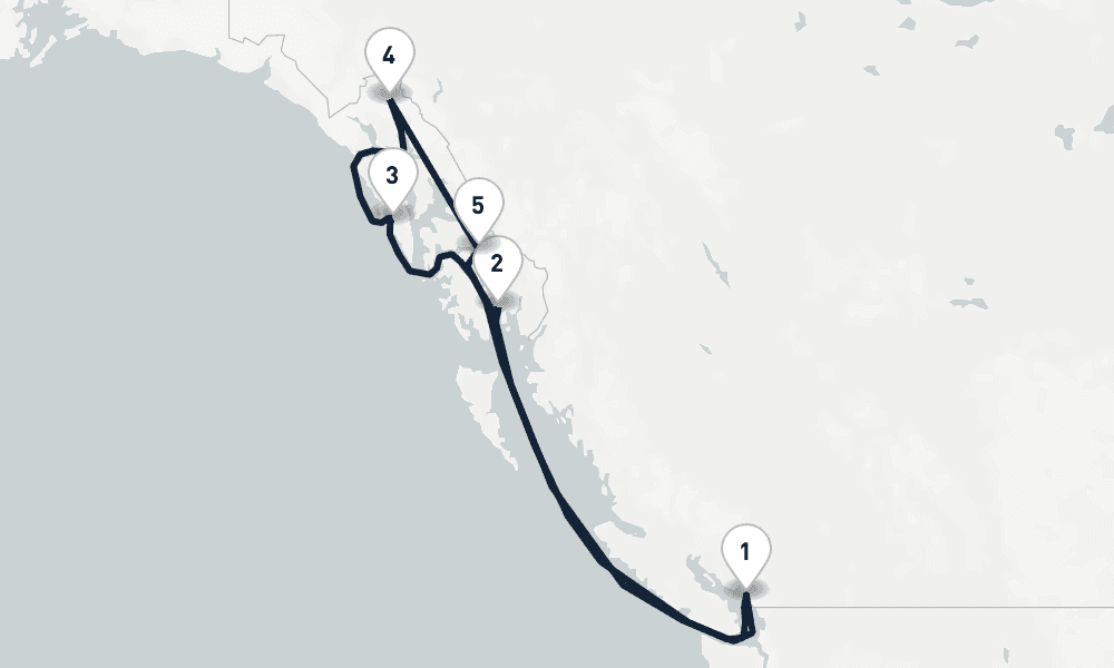 7 days, round-trip Native Lands of Alaska Vancouver to Vancouver 8日間