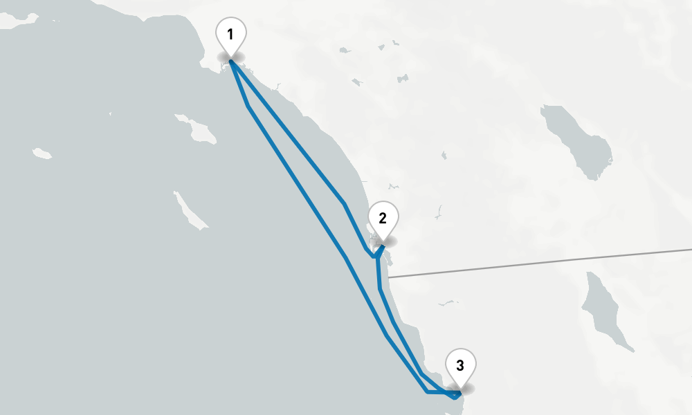 4 days, round-trip West Coast Getaway with San Diego 5日間
