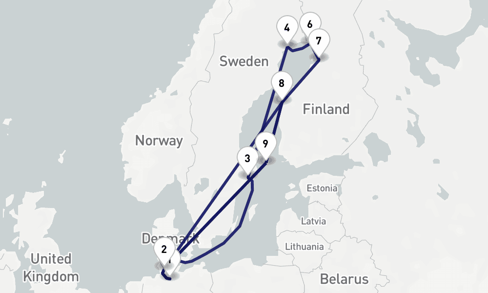 15 nights / 16 days, Hamburg Round trip