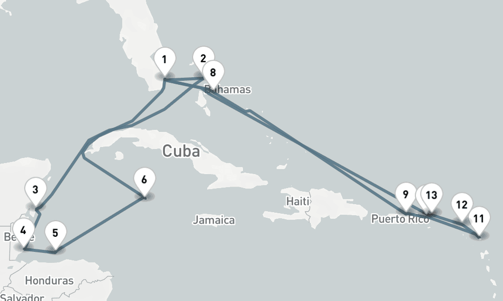 20 nights / 21 days, Miami (Florida) Round trip