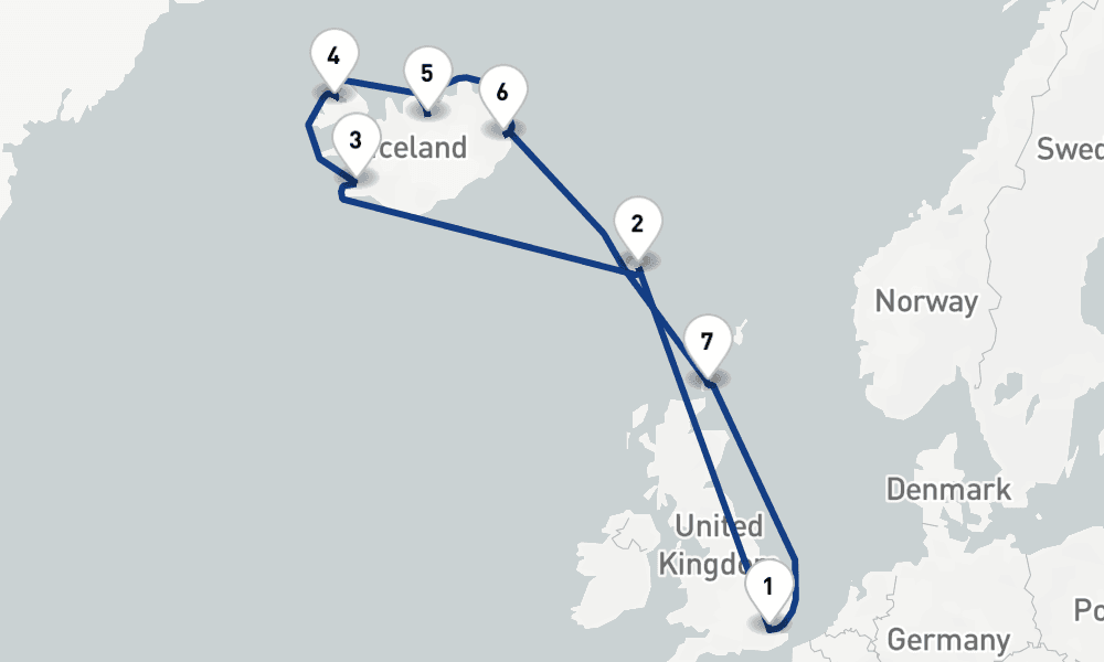 12 nights / 13 days, Tilbury (London, England) Round trip