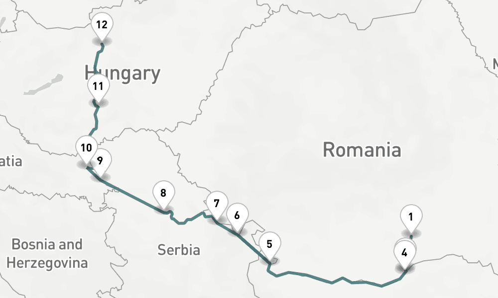 10 nights / 11 days, one-way from Bucharest to Budapest
