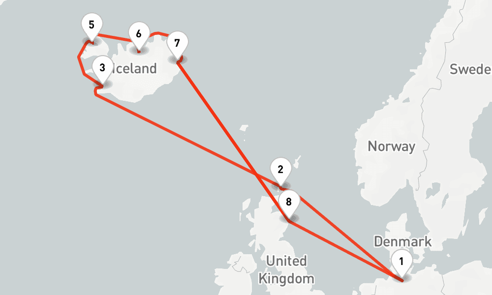 12 nights / 13 days, Hamburg Round trip