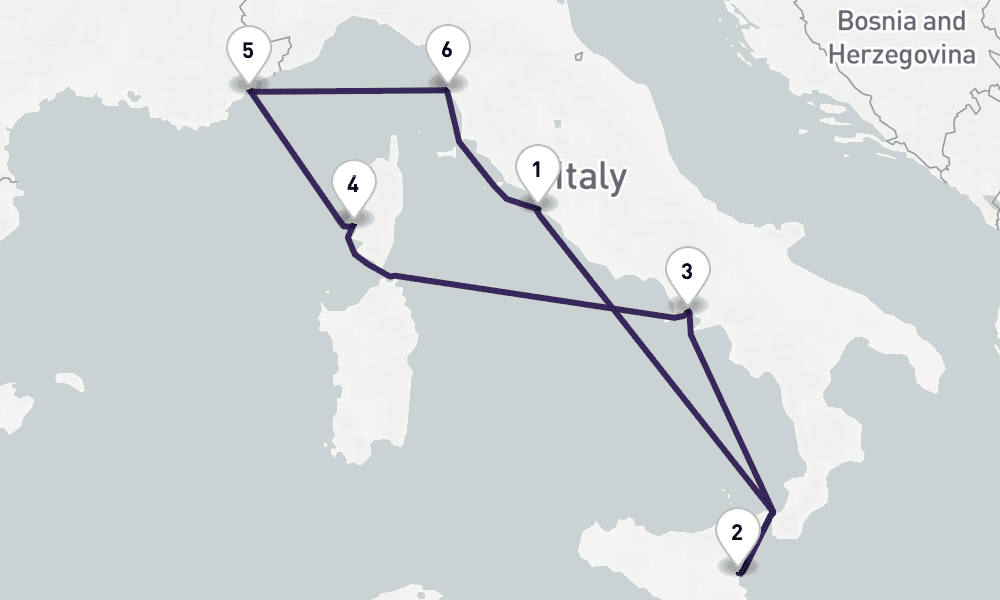 9 nights / 10 days, Civitavecchia (Rome, Italy) Round trip