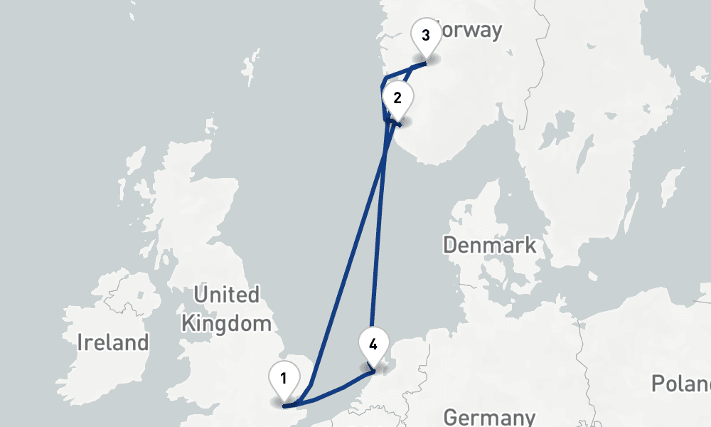 7 nights / 8 days, Tilbury (London, England) Round trip