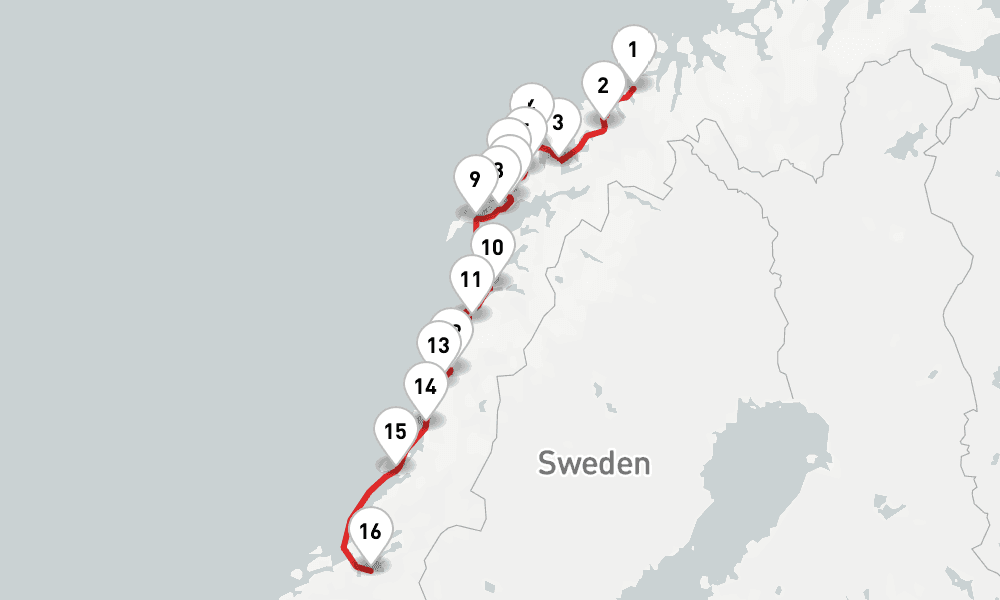 2 nights / 3 days, one-way from Tromso to Trondheim