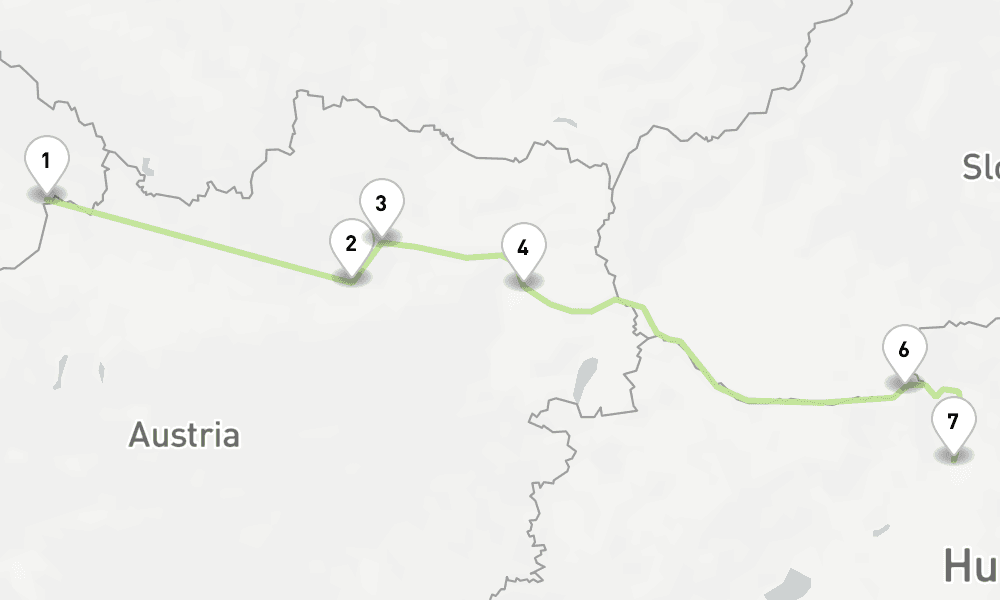 5 nights / 6 days, one-way from Passau to Budapest