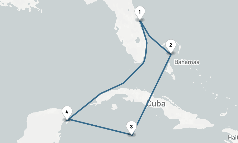 7 nights / 8 days, Port Canaveral (Orlando, Florida) Round trip