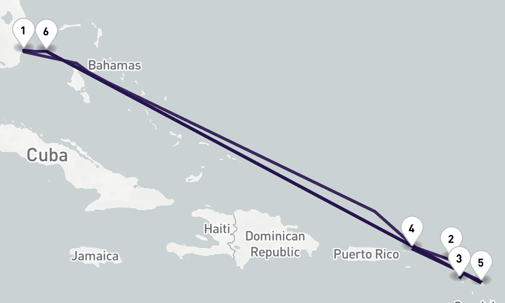 10 nights / 11 days, Miami (Florida) Round trip