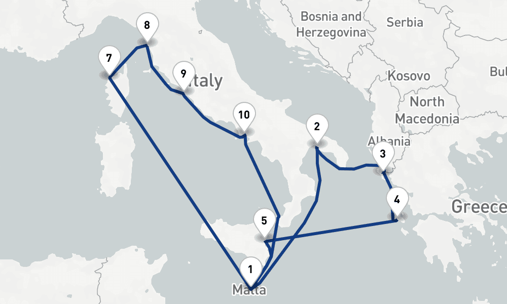 14 nights / 15 days, Valletta Round trip