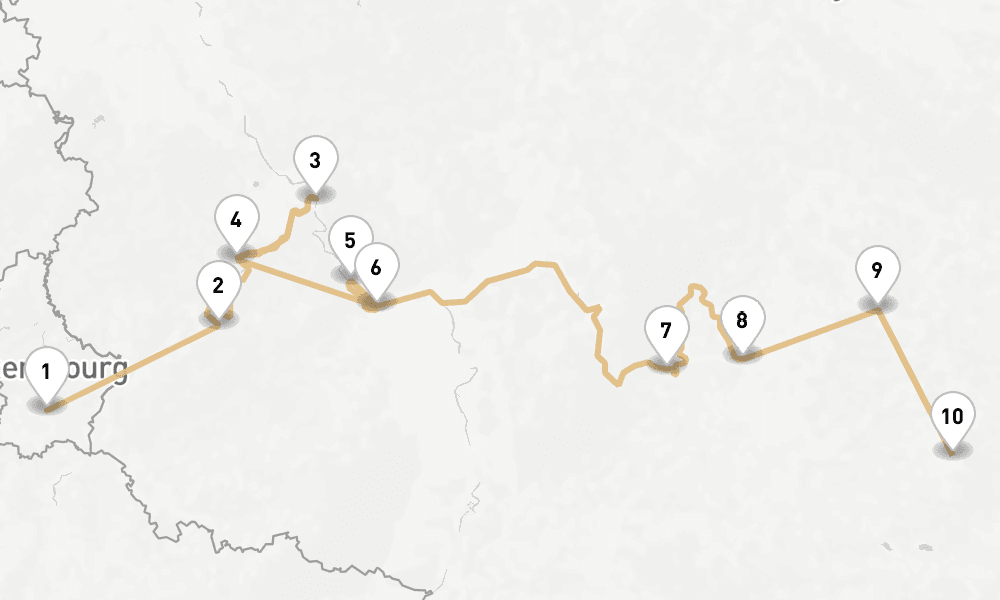 7 nights / 8 days, one-way from Luxembourg to Nuremberg