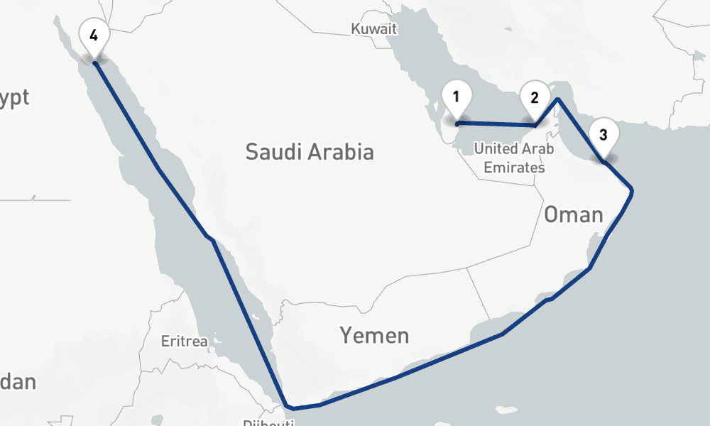 9 nights / 10 days, one-way from Doha to Sharm El Sheikh