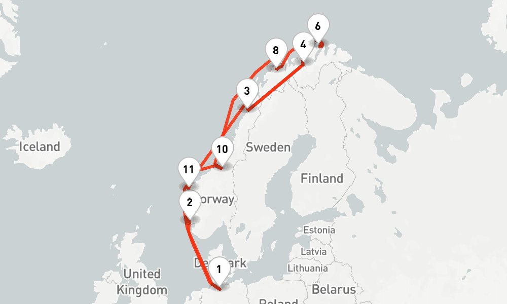 14 nights / 15 days, Hamburg Round trip