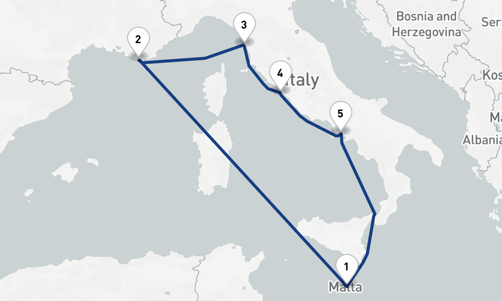 7 nights / 8 days, Valletta Round trip