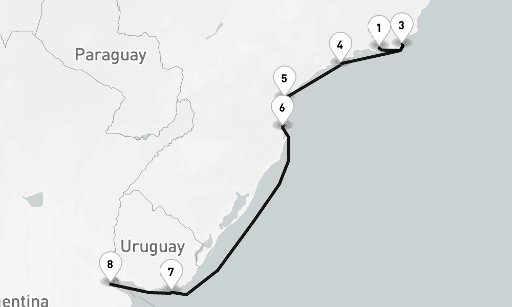 12 nights / 13 days, one-way from Rio de Janeiro to Buenos Aires