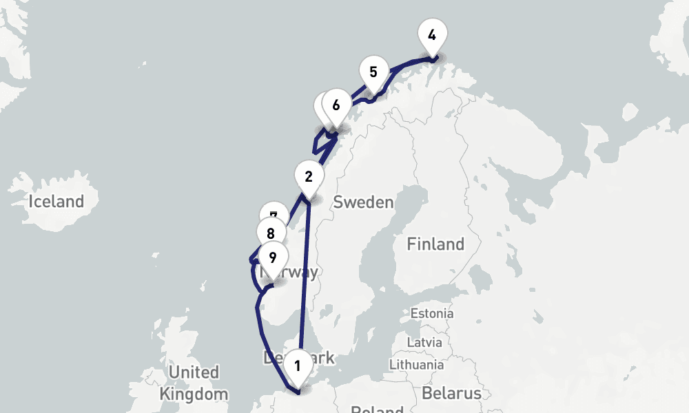 13 nights / 14 days, Hamburg Round trip