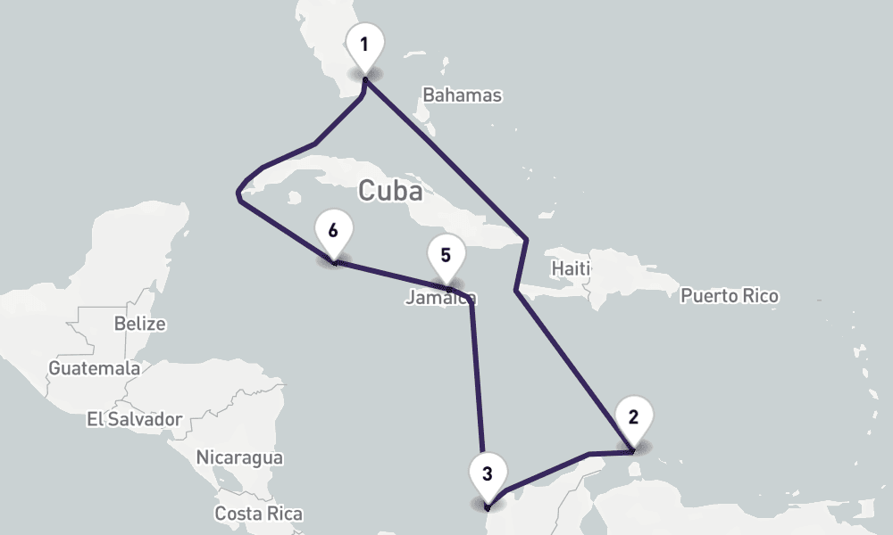 11 nights / 12 days, Miami (Florida) Round trip